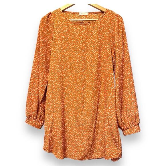 Everly Dress Womens Small Cottagecore Boho Lined 3/4 Sleeve Shift Knee Length - Picture 1 of 12